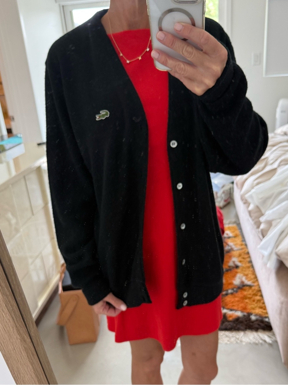 Vintage Lacoste Black (very dark navy?) Button-Front Wool Cardigan - Picture 5 of 5